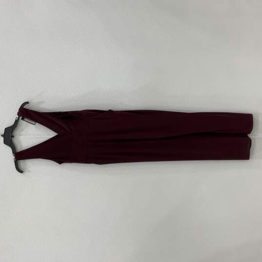 NWT Kelley Cawley Womens Burgundy Surplice Neck One-Piece Jumpsuit Size M image number 1