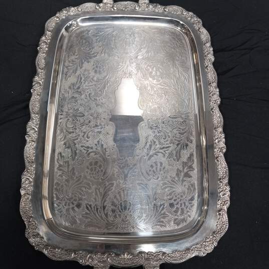 Large Rectangle Silver Plate Stamped Platter image number 6