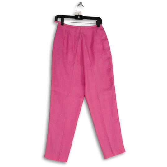 Womens Pink Flat Front Slash Pocket Straight Leg Dress Pant Size 6 image number 2