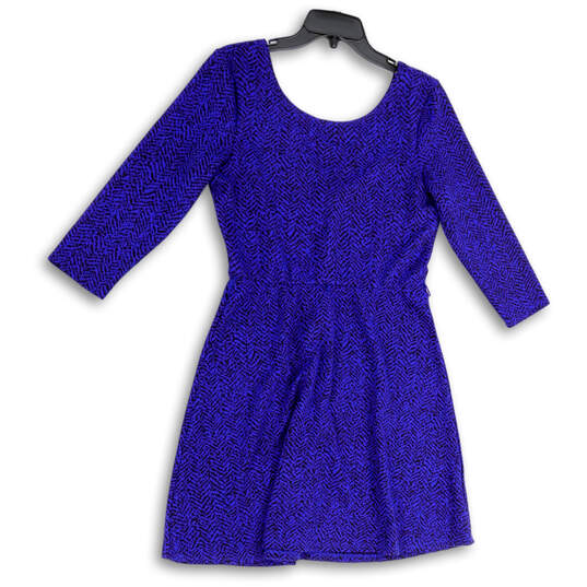 NWT Womens Blue Black Animal Print V-Neck Pullover Fit & Flare Dress Size L image number 2