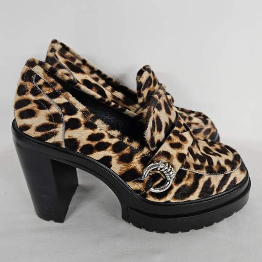 Gianni Bini Maxxwelle leopard print faux calf hair platform loafers with lug sole image number 3
