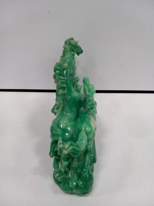 Feng Shui Lucky Green Running Horses Resin Sculpture image number 3