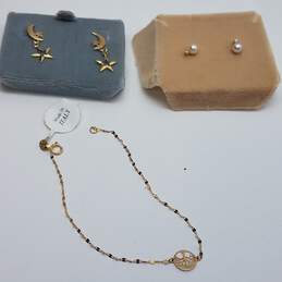14k Gold Diamond Faux Pearl Jewelry Bundle 3 pcs 1.6g