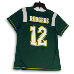 Womens Green White #12 Rodgers Packers V-Neck Pullover Jersey Size L alternative image