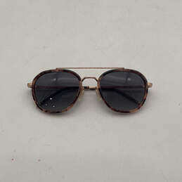 Womens Brown Gold Tortoise Frame Full Rim Adjustable Square Sunglasses