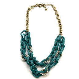 Designer J. Crew Green Acrylic Rhinstones Double Strand Chain Necklace alternative image