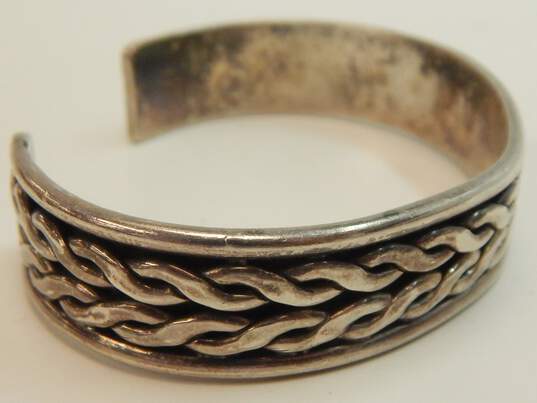 Taxco 925 Textured Woven Cuff Bracelet 32.3g image number 4