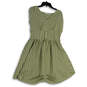 NWT Womens Green Striped V-Neck Knee Length Fit & Flare Dress Size Large image number 1