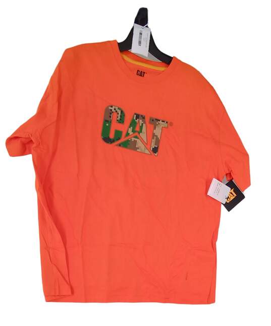 NWT Mens Orange Short Sleeve Crew Neck Casual Pullover T Shirt Size Large image number 1