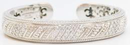 Judith Ripka Sterling Silver CZ Hinged Cuff Bracelet 45.2g
