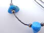 Southwestern 925 Turquoise Necklace Lizard Brooch & Hoop Earrings 21.5g image number 4