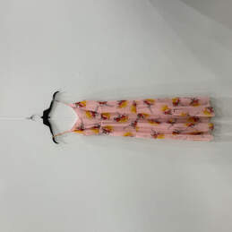 Womens Pink Floral Print Spaghetti Strap Back Zip Maxi Dress Size 2