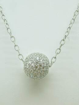 925 Judith Ripka CZ Pave Ball Pendant Necklace