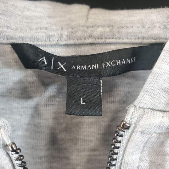 Armani Exchange Men Gray Full Zip Hoodie Sz L image number 2