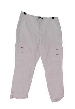 Womens White Cargo Pockets Rolled Hem Casual Capri Pants Size 8 alternative image