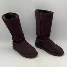Ugg Australia Womens Brown Leather Round Toe Pull-On Winter Boots Size 39