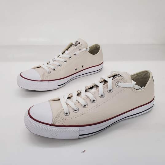 Converse Chuck Taylor Ox Unisex Off-White Leather Low Sneakers Size 8.5 Men's | 10.5 Women's image number 1