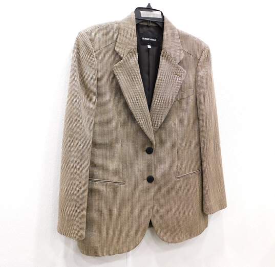 Giorgio Armani Brown Houndstooth Pattern Men's Blazer Size 46 with COA image number 3