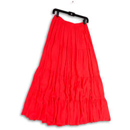 Womens Red Pleated Front Elastic Waist Pull-On Maxi Skirt Size Large alternative image