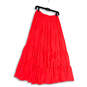 Womens Red Pleated Front Elastic Waist Pull-On Maxi Skirt Size Large image number 2