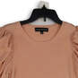 Womens Pink Knitted Ruched Long Sleeve Crew Neck Pullover Sweater Size S image number 3