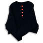 Womens Black Long Sleeve Embroidered Lips Logo Cropped Sweatshirt Size Small image number 1