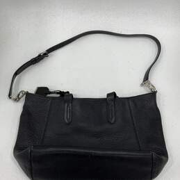 Womens Black Leather Detachable Strap Inner Pockets Charm Shoulder Bag Purse alternative image
