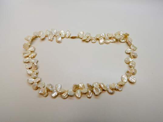 Romantic 14K Yellow Gold Clasp Pearl Necklace 65.3g image number 3