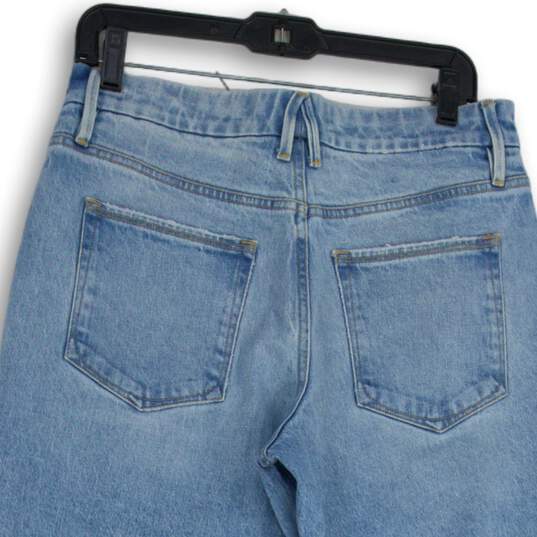 Womens Light Blue Denim Medium Wash Distressed Cropped Jeans Size 8/29 image number 4