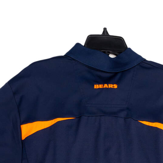 Mens Blue Chicago Bears Colors Spread Collar Short Sleeve Polo Shirt Size L image number 4
