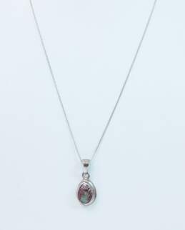 Artisan 925 Boulder Opal Cabochon Teardrop Pendant Box Chain Necklace 5.8g