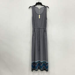 NWT Womens Blue Geometric Sleeveless Scoop Neck Maxi Dress Size Medium