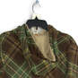 Womens Green Plaid Drawstring Long Sleeve Pullover Hoodie Size XL image number 4