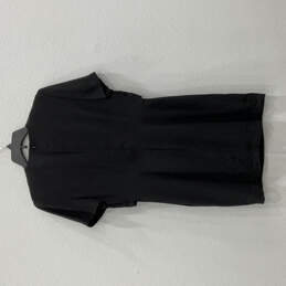 Womens Black Beaded Short Sleeve Back Zip Attached Jacket Sheath Dress Sz 6 alternative image