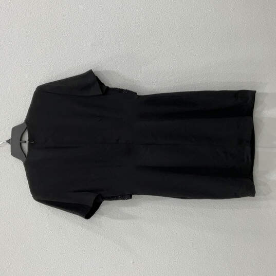 Womens Black Beaded Short Sleeve Back Zip Attached Jacket Sheath Dress Sz 6 image number 2