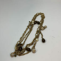 Designer J. Crew Gold-Tone White Pearls Multi Strand Linked Chain Necklace alternative image