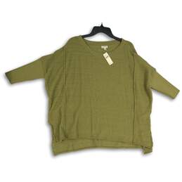 NWT Pilcro Womens Green Knitted 3/4 Sleeve Round Neck Pullover Sweater Size S