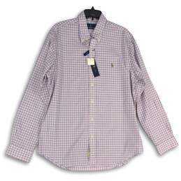 NWT Ralph Lauren Mens Pink Navy Blue Plaid Spread Collar Button-Up Shirt Sz XL