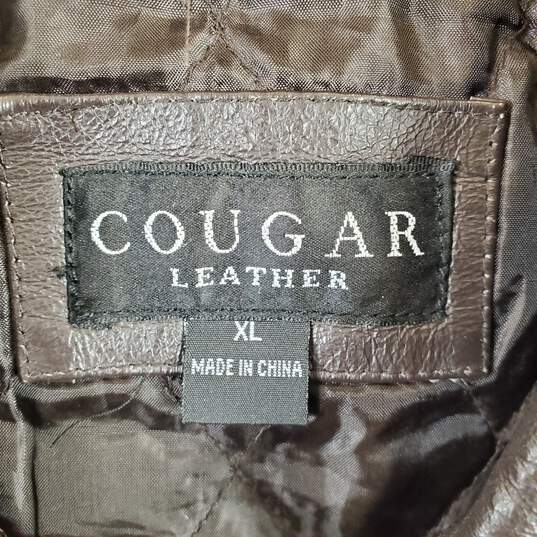Cougar Leather Men Brown Leather Jacket XL image number 3