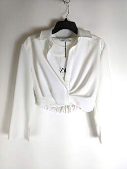 Zara Women White Cropped Blouse S NWT