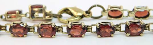 Elegant 10k Yellow Gold Garnet Link Bracelet 7.3g image number 4