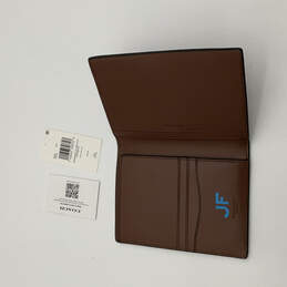 NWT Mens Brown Leather Inner Divider Compact Passport Holder Bifold Wallet