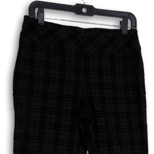 Womens Black Plaid Elastic Waist Flat Front Pull-On Ankle Pants Size 8 image number 3