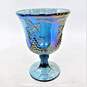 Vintage Carnival Blue Glass Pitcher and 4 Glasses Indiana Iridescent Grape image number 4