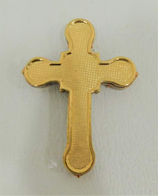 Religious Cross Jeweled Enamel Trinket Box Unhinged image number 3