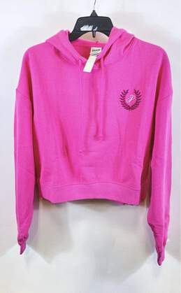 NWT Pink By Victoria's Secret Womens Pink Long Sleeve Cropped Hoodie Size M