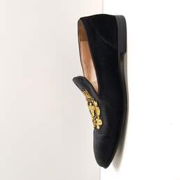 ASOS Men's Black Velvet Embroidered Loafers Size 12 alternative image