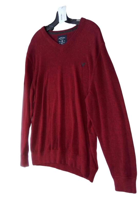 American Eagle Men's Red Long Sleeve Crew Neck Knitted Pullover Sweater Size 2XL image number 3