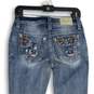 Womens Blue Denim Embroidered Medium Wash 5-Pocket Design Skinny Jeans Size 26 image number 4