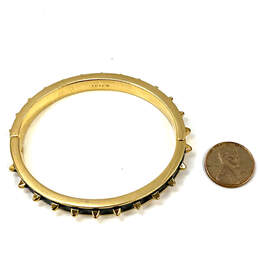 Designer J. Crew Gold-Tone Black Enamel Spike Hinged Bangle Bracelet alternative image
